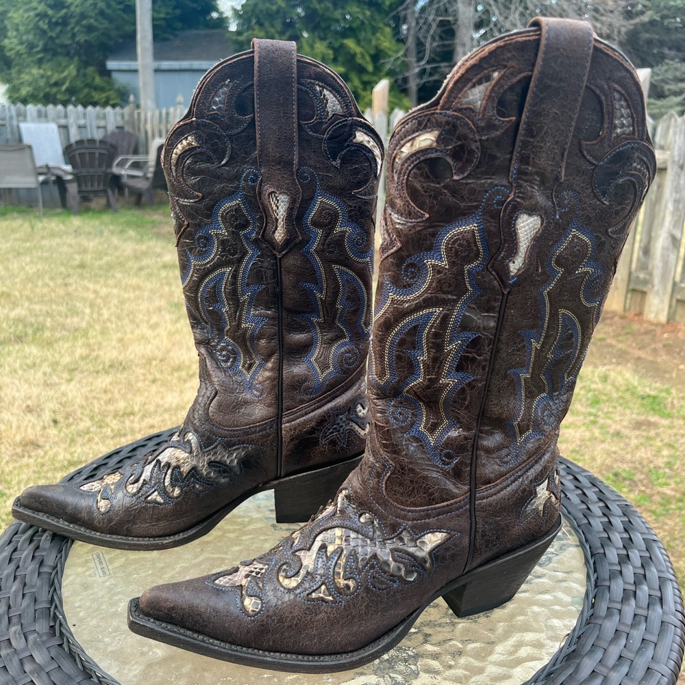 Stetson women’s Cowgirl Python Leather Inlay 6 1/2 Handmade Many designs/detail